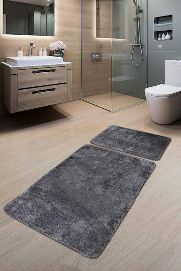 SteweHome Badematten Set STE-029915-V66437 Graue 60x100cm 2 Stück
