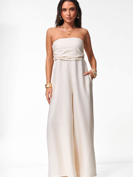 Decoro Γυναικεία Strapless Ολόσωμη Φόρμα Μπεζ