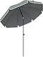 Outsunny Folding Beach Umbrella Diameter 1.5m Grey