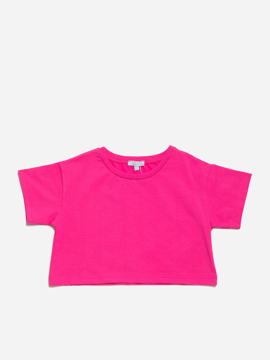 Παιδικό Crop Top Κοντομάνικο Φούξια