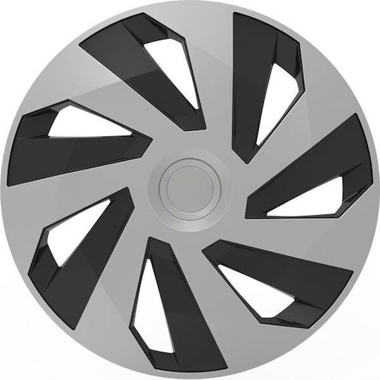 Auto Gs Set Car Hubcaps Vector 15" 4 Pieces Silver