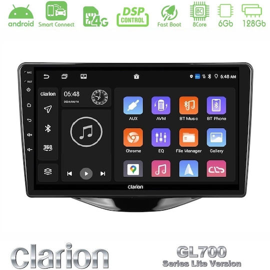 Clarion Gl700 Lite Serie 8core Android Clarionos 6+128gb Toyota Aygo Citroen C1 Peugeot 108 Navigation Multimedia Tablet 9" Carplay & Android Auto