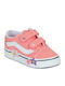 Old Skool V Kids Sneakers with Hoop & Loop Closure Pink