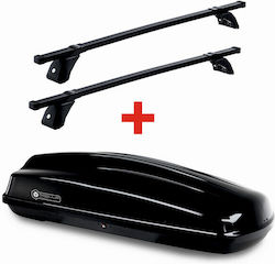 Μπαγκαζιέρα Οροφής Modula Ciao 430 Glossy Black 430 Λίτρα Μπάρες Οροφής Γαλβανισμένο Σιδηροσωλήνα Πλαστική Επένδυση