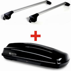 Μπαγκαζιέρα Οροφής Modula Ciao 430 Glossy Black 430 Λίτρα Μπάρες Οροφής Modula Αλουμινίου Μαύρες Ασημί