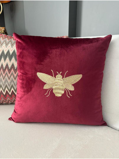 SteweHome Decorative Pillow Case Velvet Burgundy 43x43cm