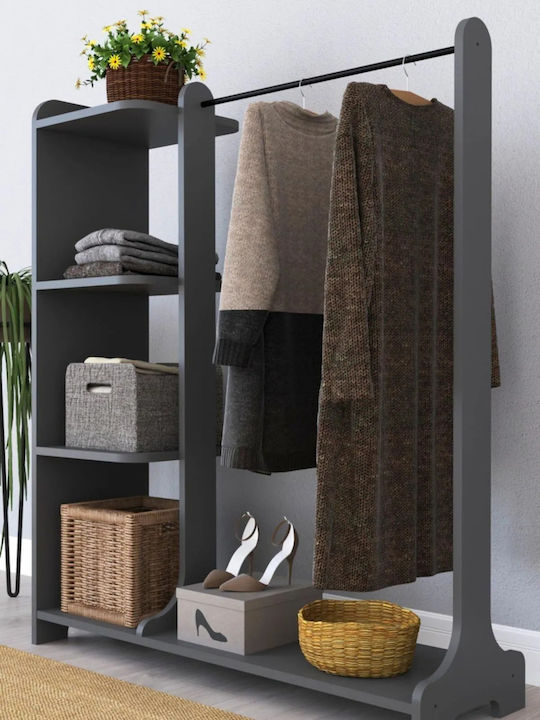 SteweHome Wooden Floor Standing Coat Rack Gray 106x128cm