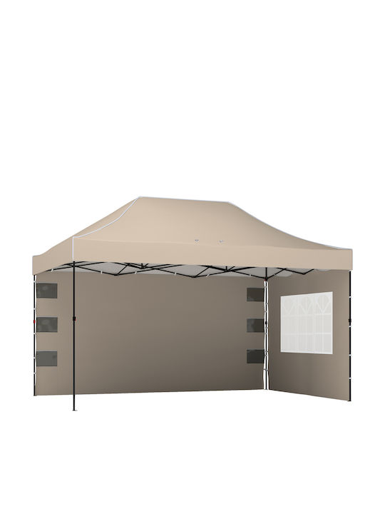 Outsunny Garten Gazebo mit LEDs Beiges 2,9x4,3m