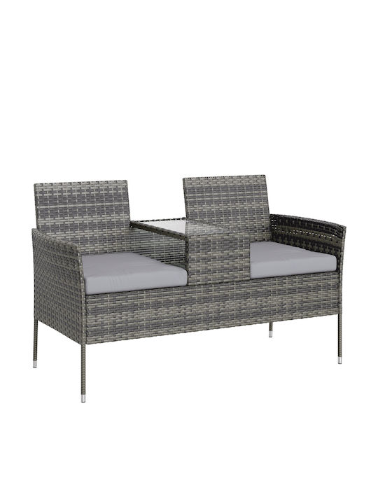 Παγκάκι Εξωτερικού Χώρου Rattan με Μαξιλάρια 137x59x82cm