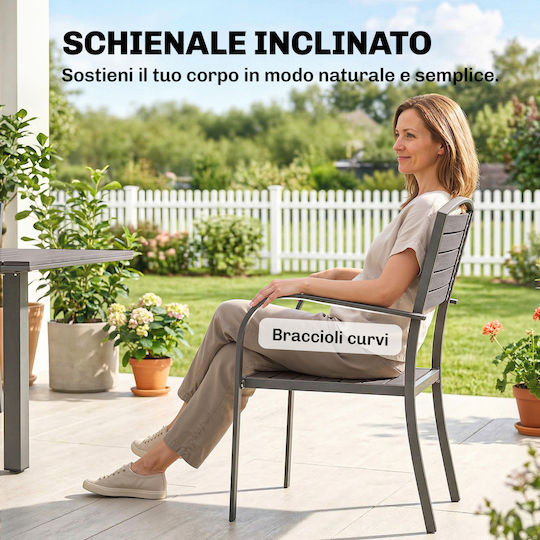 Outsunny Garden & Outdoor Furniture Sets Dining Room 9 Pieces Gray