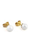 George Art Jewels Silver Gold Plated Stud Earrings With Pearls