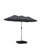 Circular Garden Umbrella Metal Grey Diameter 1.5m