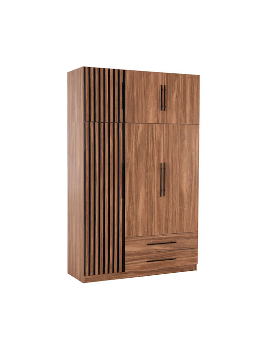 Harry Τρίφυλλη Ντουλάπα με Πατάρι Μαυρο 150x55.5x240cm