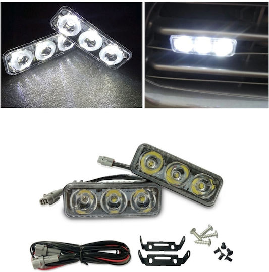 Set Front Powerful 3 Led Daytime Running Lights 12v 3w New