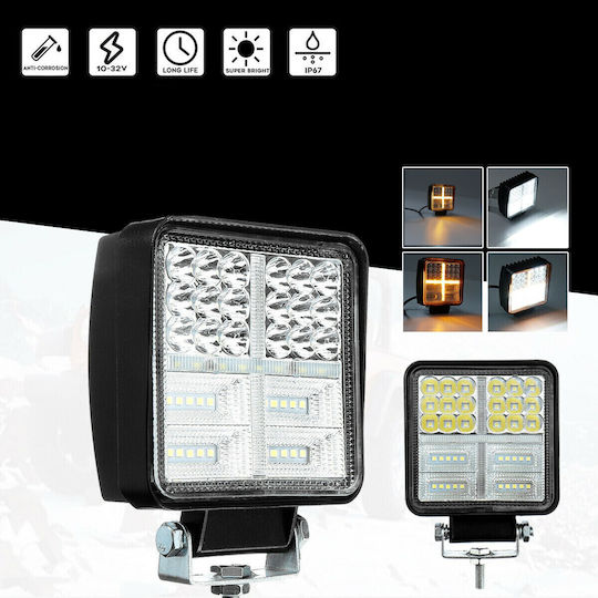 Универсален 162w LED Халоген Работен Фар 12v 24v Бяла Светлина + Оранжева Габаритна Светлина За Кола Офроуд