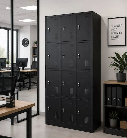Metal Office Cabinet with Lock in Black Colour 185x90x40cm Metal Office Cabinet with Lock in Black Colour 185x90x40cm