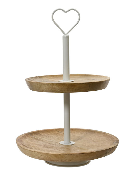 Beauty Home Ξύλινη Ορντεβιέρα 2 Ορόφων Λευκή Ø25cm