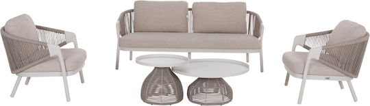 Garten- und Outdoor-Möbelsets Wohnzimmer Typsatz 5 Stück Ivory