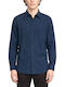 Poplin Long Sleeve Shirt in Regular Fit Blue