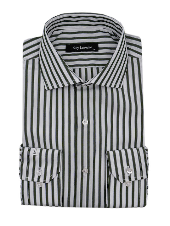 Long Sleeve Shirt in Regular Fit Striped Green