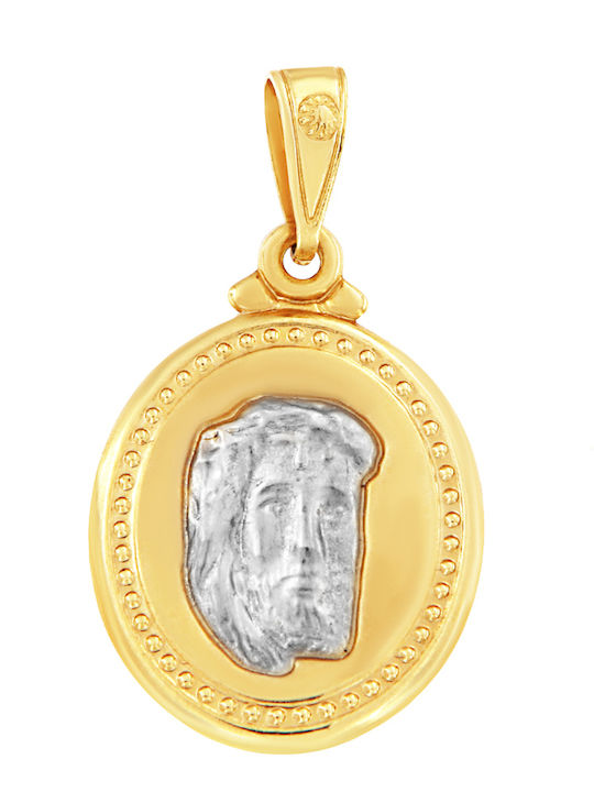 Kinder Amulett Kinder Amulett Beidseitig mit Kette mit Jesus Christus aus Weißgold 14K FLD2125