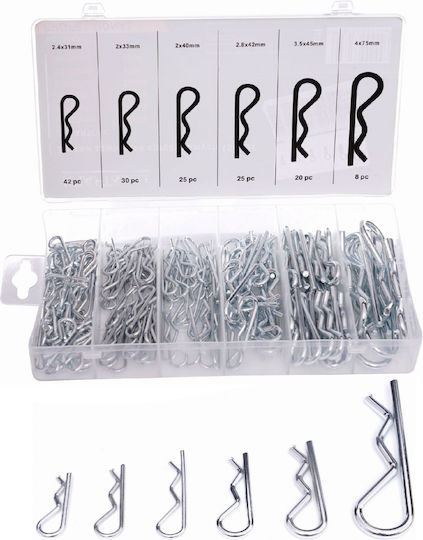 Set Siguranțe Tip R Zola 150 Bucăți Oțel Diverse Mărimi Axe de Fixare Șuruburi Organizator Plastic