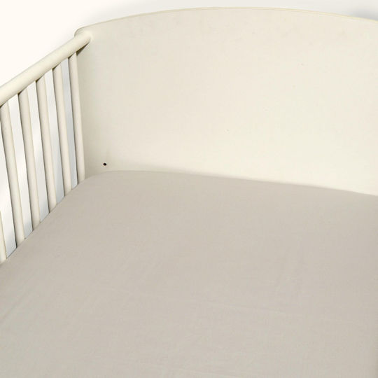 Baby Oliver Βρεφικό Σεντόνι Κούνιας Βαμβακερό με Λάστιχο Μπεζ 70x140εκ.