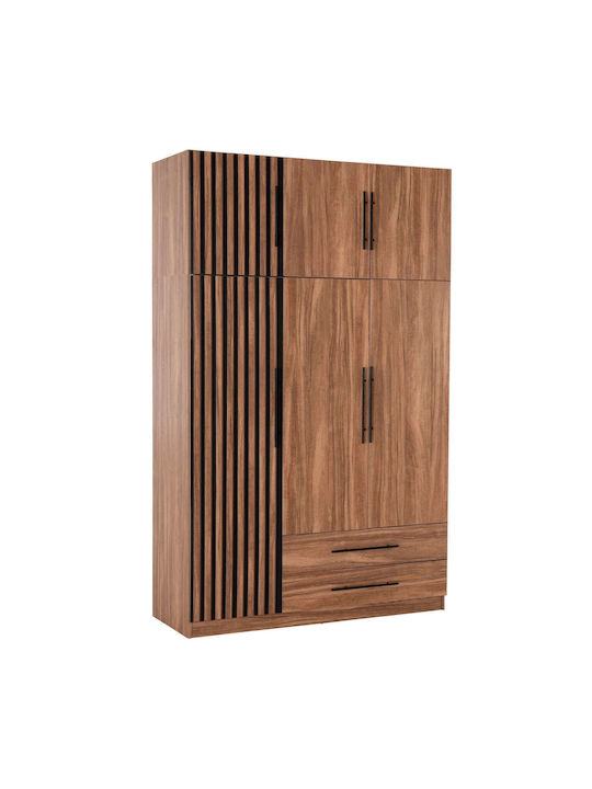 Dreifachtür Kleiderschrank mit Loft Schwarz 150x55.5x240cm
