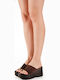 Wide Suede Platforms Gold Ring Brown Strap