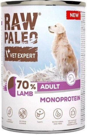 VetExpert Raw Paleo Wet Dog Food in Cans with Lamb 400gr