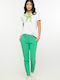 Yrina Pantaloni Dama Tesatura Tapered Linie Verde