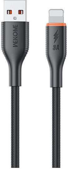 WK USB-A to Lightning Cable Μαύρο 1m