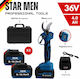 Star Men Battery Pruner Brushless 36V 2x4Ah/4Ah with Maximum Cutting Diameter 30mm in Carrying Case
