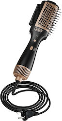 Avizar Multifunctional Hot Air Brush Straightener Curler Fast Drying Black Gold