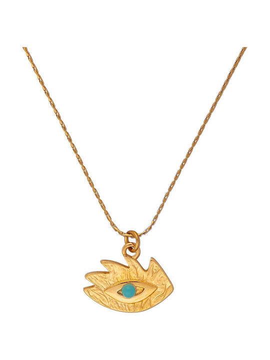 Excite-Fashion Gold Plated Eye Necklace Turquoise