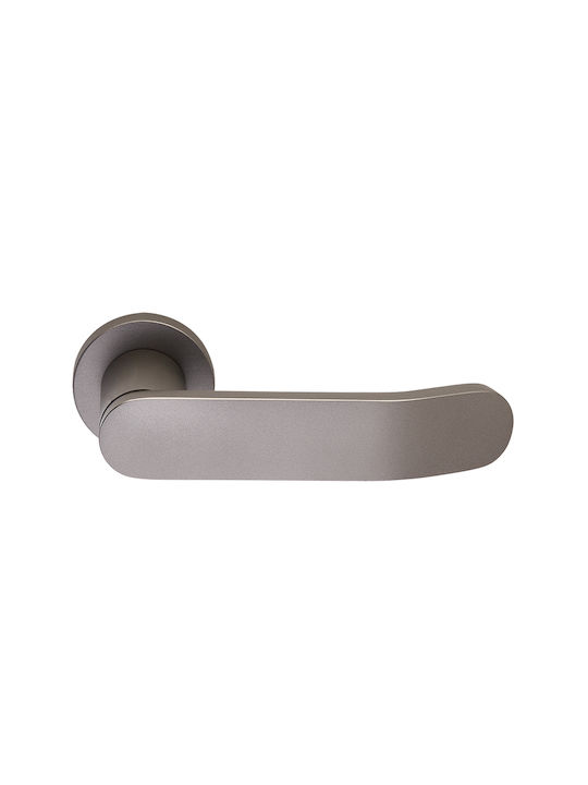 Zogometal Middle Door Lever With Rosette Pair With Mouthpiece Graphite Smoked