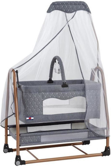 SteweHome Babywiege mit Matratze und Rädern Grau