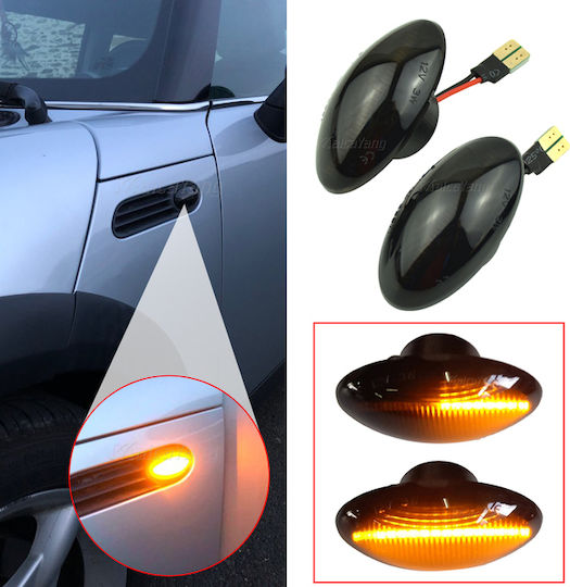 Carro Ca-010554 Πλαϊνά Φλας Φτερού Mini Cooper R50 R52 R53 01-07 Led Dynamic Φιμέ 2 Τεμάχια