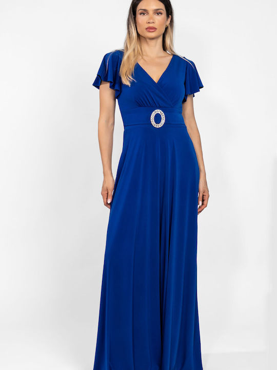 Summer Maxi Dress for Wedding - Christening Blue Roux