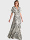 Sommer Midi Damenkleid Wickel Weiß
