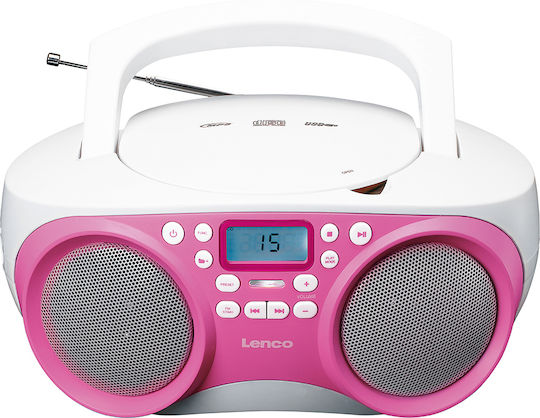 Lenco Stereo Fm Radio Usb Port Cd/mp3 Player Telescopic Antenna White Pink