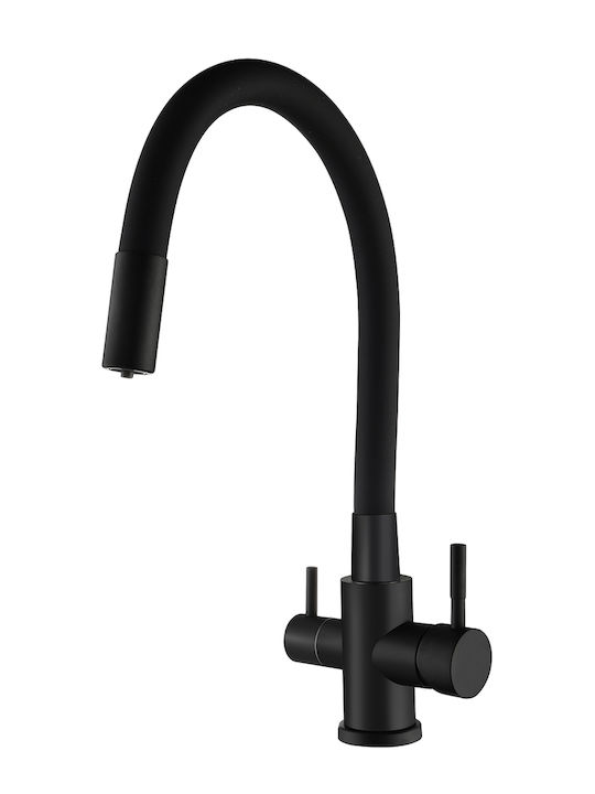 QWaterFilters Смесител за Кухня Настолен Inox Черен