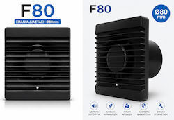 AirRoxy Planet Energy Επιτοίχιος Εξαεριστήρας Μπάνιου 80mm Μαύρος