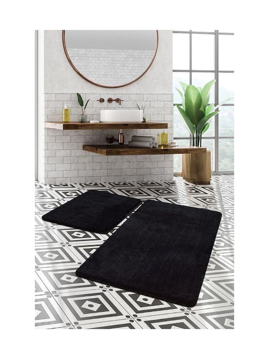 SteweHome Bathroom Accessory Set Plastic Black 2 Pieces