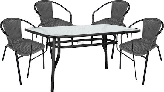 Outdoor Dining Set Sun 5pcs Black/Gray