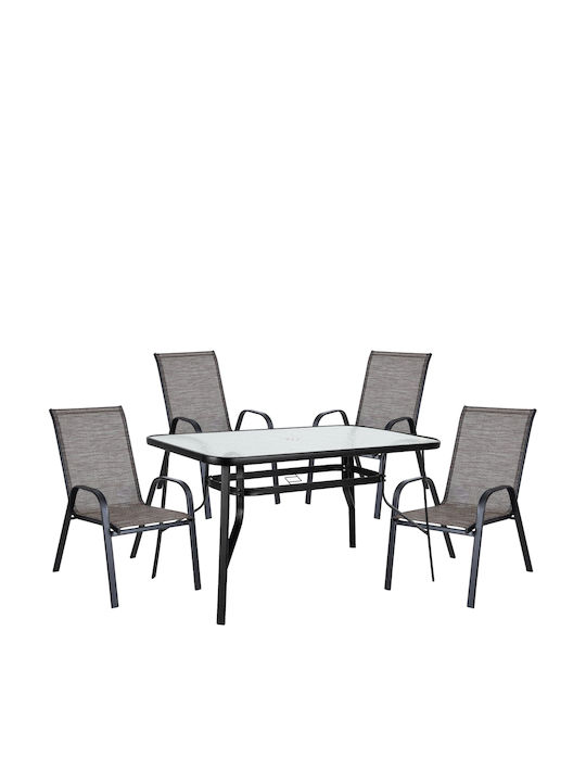 Set Dining Pentru Exterior Sun 5 Piese Negru