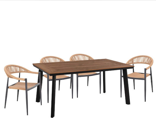 Garten- und Outdoor-Möbelsets Speisesaal 5 Stück Dunkelgrau