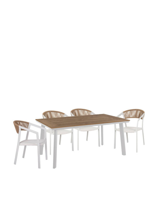Garten- und Outdoor-Möbelsets Speisesaal 5 Stück Weiß
