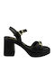 Damen Sandalen Aus Leder Schwarz