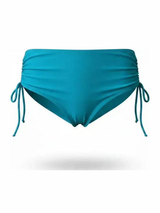 Bikini Inferioare Slip Talie Înaltă Cu Dantelă Turcoaz